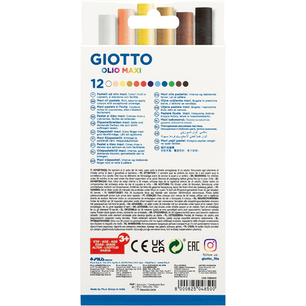 GIOTTO Olio Maxi Λαδοπαστέλ Ζωγραφικής 12 Χρωμάτων GIO-293400 3+ Ετών