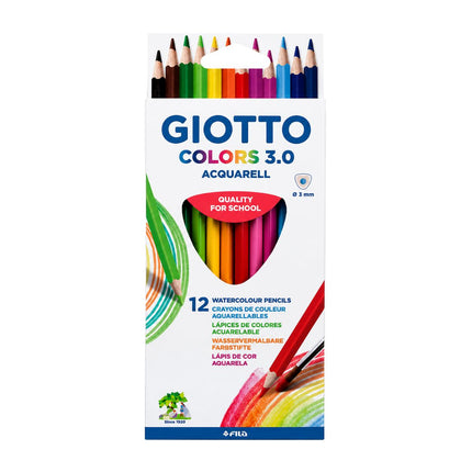 Giotto Colors 3.0 Aquarelle Σετ 12 Ξυλομπογιών Ακουαρέλας με Μύτη 3 mm