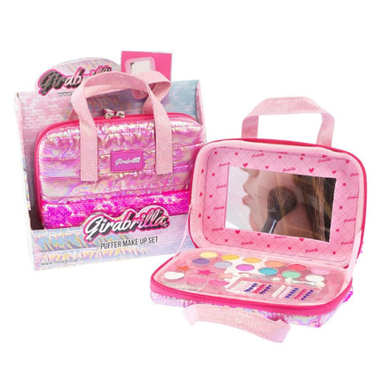 GIRABRILLA Μοναδικό Φούξια Νεσεσέρ Ομορφιάς με Αντανακλαστικές Παγιέτες και Παιδικά Καλλυντικά