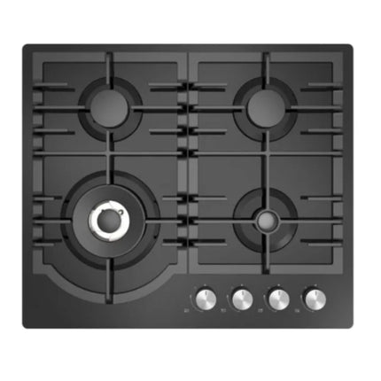 Midea Εντοιχιζόμενη Εστία Αερίου 4 Ζωνών με Wok Καυστήρα & Μαντεμένιες Σχάρες, 60G40ME096-GFT Μαύρο