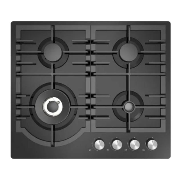 Midea Εντοιχιζόμενη Εστία Αερίου 4 Ζωνών με Wok Καυστήρα & Μαντεμένιες Σχάρες, 60G40ME096-GFT Μαύρο