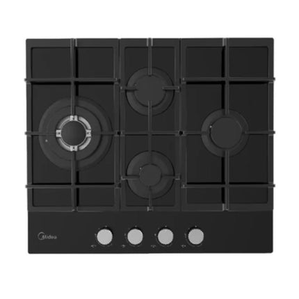 Midea Εντοιχιζόμενη Εστία Υγραερίου 4 Ζωνών με Wok Καυστήρα & Μαντεμένιες Σχάρες, MG60GM097-MTD90 Μαύρο