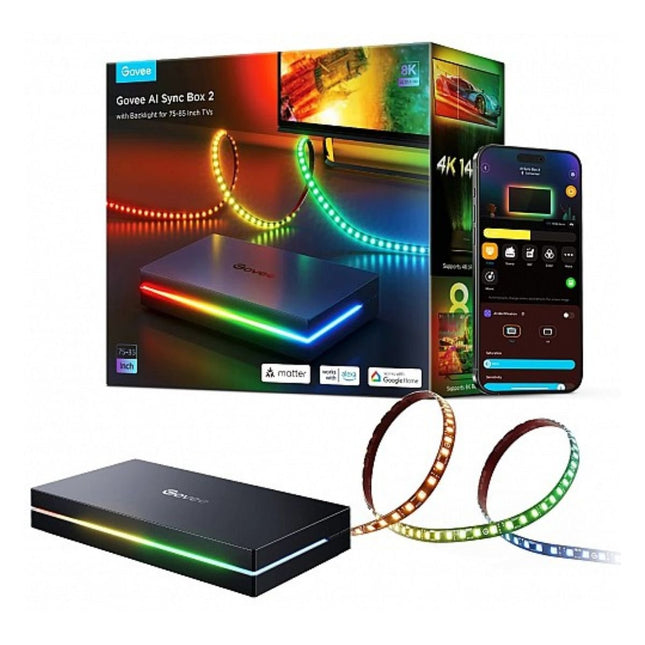 Govee AI Sync Box με LED Light Ταινία για Τηλεοράσεις 75–85” με HDMI 2.1, RGBIC & Matter
