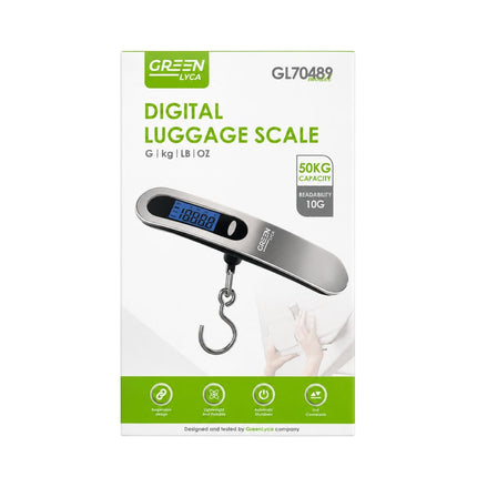 Green Lyca Ψηφιακή Ζυγαριά Αποσκευών έως 50 kg με Φωτιζόμενη Οθόνη και Μετατροπή Μονάδων GL70489