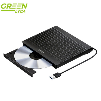 Green Lyca Ultra-Thin Εξωτερικός DVD Writer USB 3.0 για Ανάγνωση & Εγγραφή CD/DVD GL70298