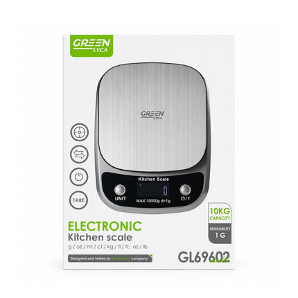 Green Lyca Ψηφιακή Ζυγαριά Κουζίνας έως 10 kg με Ακρίβεια 1 g και Πολλαπλές Μονάδες Μέτρησης GL69602