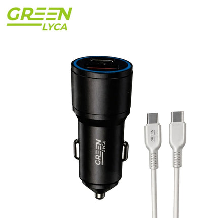 Green Lyca Διπλός Φορτιστής Αυτοκινήτου USB-A & Type-C 38W με Καλώδιο GL70311