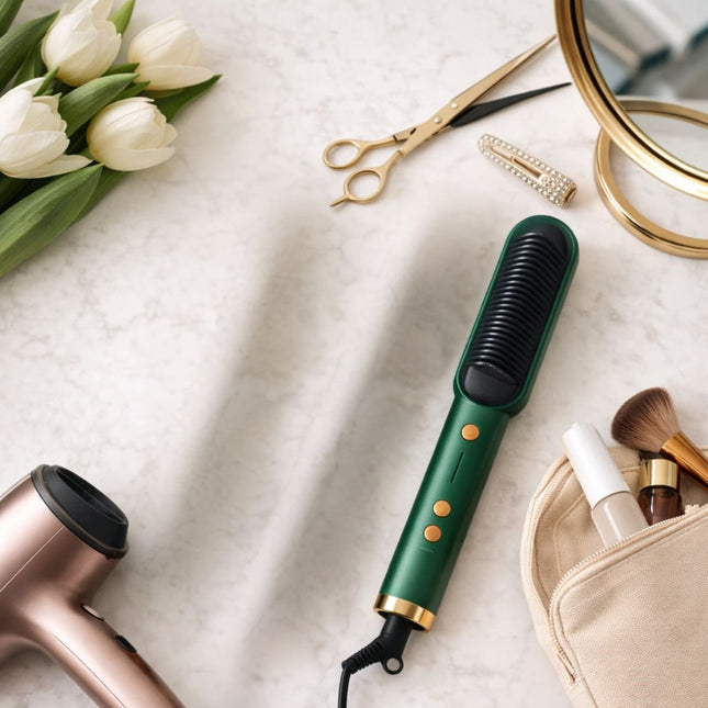 Green Lyca Ισιωτική Βούρτσα Μαλλιών 45W με Τεχνολογία Anti-Frizz, Περιστρεφόμενο Καλώδιο και Θερμοκρασία έως 220°C GL69830
