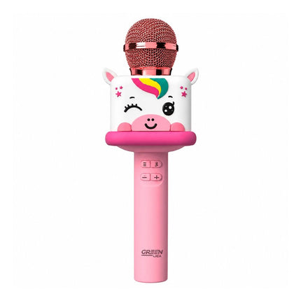 Green Lyca Unicorn Ασύρματο Μικρόφωνο Bluetooth 5.3 με Αλλαγή Φωνής, Εγγραφή και Αυτονομία 5 Ωρών GL70265 Ροζ