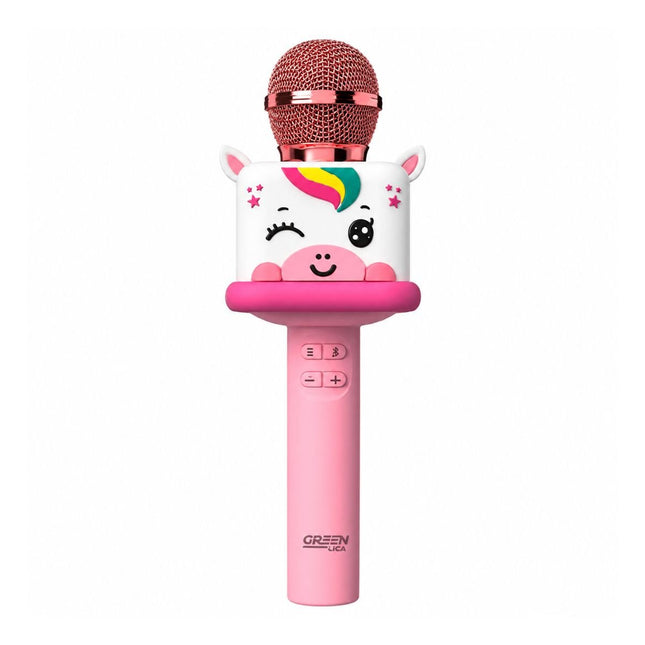 Green Lyca Unicorn Ασύρματο Μικρόφωνο Bluetooth 5.3 με Αλλαγή Φωνής, Εγγραφή και Αυτονομία 5 Ωρών GL70265 Ροζ