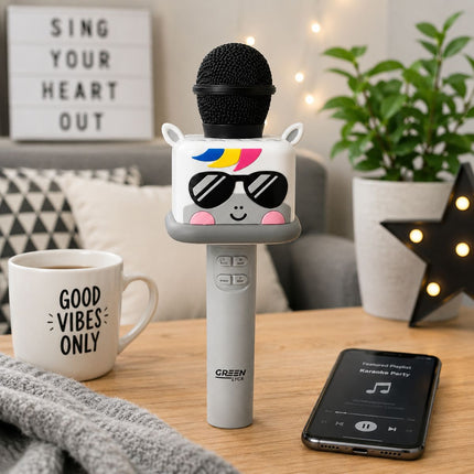 Green Lyca Unicorn Ασύρματο Μικρόφωνο Bluetooth 5.3 με Αλλαγή Φωνής, Εγγραφή και Αυτονομία 5 Ωρών GL70265 Γκρι