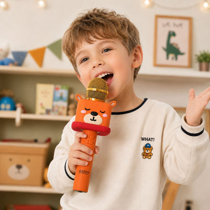 Green Lyca Bear Ασύρματο Μικρόφωνο Bluetooth 5.3 με Αλλαγή Φωνής, Εγγραφή και Αυτονομία 5 Ωρών GL70265 Πορτοκαλί