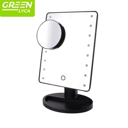 Green Lyca Καθρέφτης Μακιγιάζ με Έξυπνο LED Φωτισμό, Μεγένθυση 5x, Περιστρεφόμενος & Θήκη Αποθήκευσης