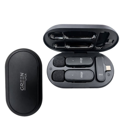 Green Lyca Σετ 2 Ασύρματων Lavalier Μικροφώνων USB-C με AI Noise Cancelling για Live & Video GL69664
