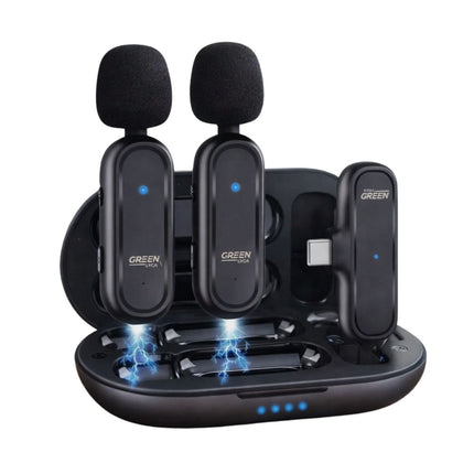 Green Lyca Σετ 2 Ασύρματων Lavalier Μικροφώνων USB-C με AI Noise Cancelling για Live & Video GL69664