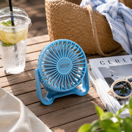 Green Lyca Mini Portable Fan Επαναφορτιζόμενος Φορητός Ανεμιστήρας 1200 mAh με Περιστροφή 360° & 3 Ταχύτητες GL69308 Μπλε