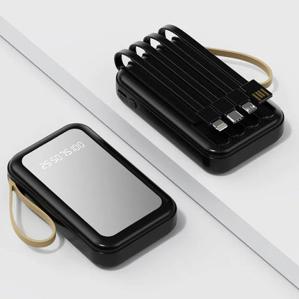 Green Lyca Power Bank 10000mAh με LCD Ένδειξη Ποσοστού & Καλώδιο Lightning/Type-C/Micro G-1440 Μαύρο