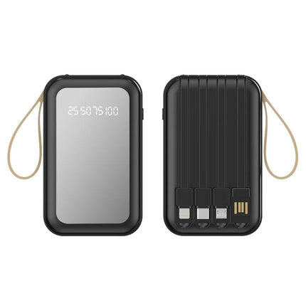 Green Lyca Power Bank 10000mAh με LCD Ένδειξη Ποσοστού & Καλώδιο Lightning/Type-C/Micro G-1440 Μαύρο