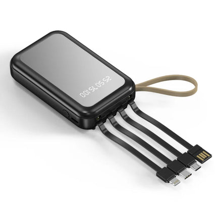 Green Lyca Power Bank 10000mAh με LCD Ένδειξη Ποσοστού & Καλώδιο Lightning/Type-C/Micro G-1440 Μαύρο