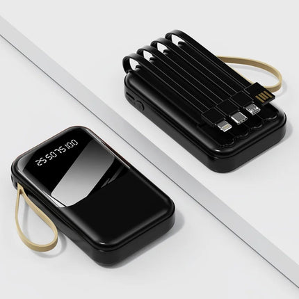 Green Lyca Power Bank 10000mAh με LCD Οθόνη & Καλώδιο Lightning/Type-C/Micro G-1441 Μαύρο