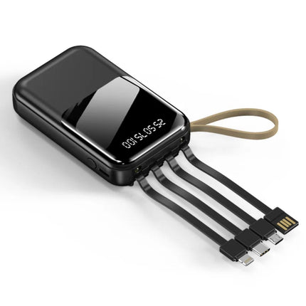 Green Lyca Power Bank 10000mAh με LCD Οθόνη & Καλώδιο Lightning/Type-C/Micro G-1441 Μαύρο
