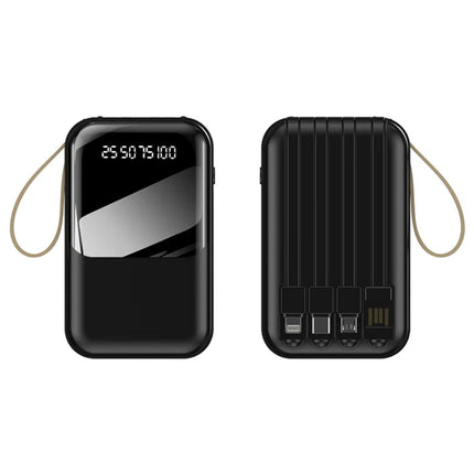 Green Lyca Power Bank 10000mAh με LCD Οθόνη & Καλώδιο Lightning/Type-C/Micro G-1441 Μαύρο
