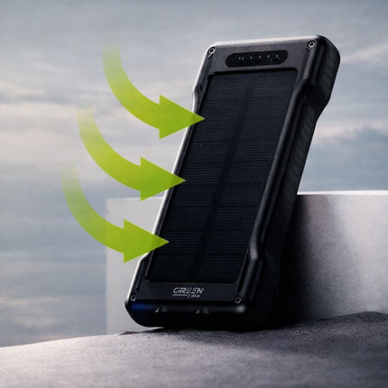 Green Lyca Power Bank 10000mAh με Solar Charging & LED Camping Light GL70174