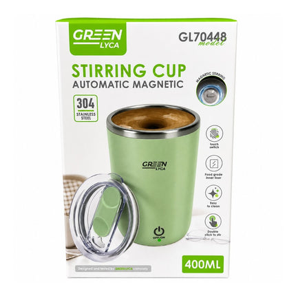 Green Lyca Αυτόματο Μαγνητικό Κύπελλο Ποτήρι Ανάδευσης 400ml με Αυτονομία Έως 20 Λεπτά GL70448 Πράσινο
