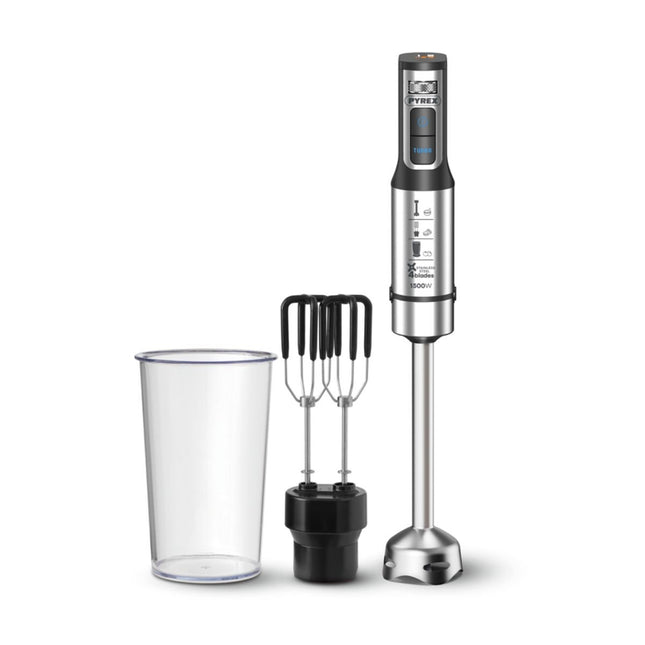 Pyrex Ραβδομπλέντερ 2σε1 Super Blend 1500W με 12 Ταχύτητες & Turbo Λειτουργία SB-1120 Ασημί