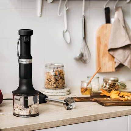 KitchenAid Ραβδομπλέντερ 180W με Αξεσουάρ, Μεταβλητή Ταχύτητα και Κόφτη Matte Black 5KHBV83BBM