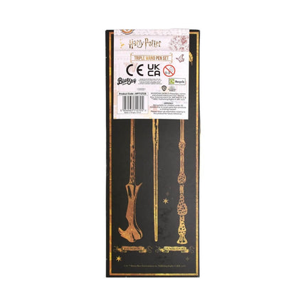 Harry Potter Triple Wand Σετ Στυλό σε Σχήμα Ραβδιών με Έμβλημα Hogwarts 3+ Ετών