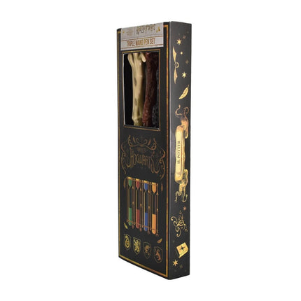 Harry Potter Triple Wand Σετ Στυλό σε Σχήμα Ραβδιών με Έμβλημα Hogwarts 3+ Ετών