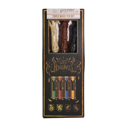 Harry Potter Triple Wand Σετ Στυλό σε Σχήμα Ραβδιών με Έμβλημα Hogwarts 3+ Ετών