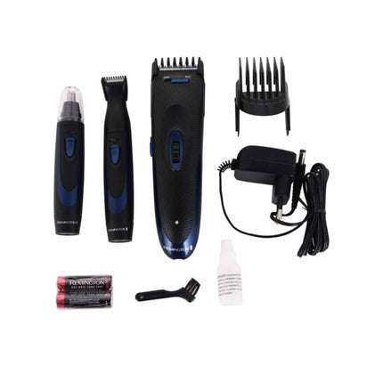 Remington The Works Gift Pack Σετ Κουρευτικής Μηχανής και Trimmer Περιποίησης με Αυτονομία Έως 45 Λεπτά HC910 Μπλέ