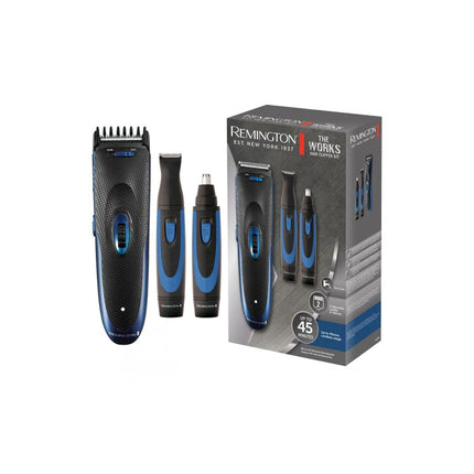 Remington The Works Gift Pack Σετ Κουρευτικής Μηχανής και Trimmer Περιποίησης με Αυτονομία Έως 45 Λεπτά HC910 Μπλέ