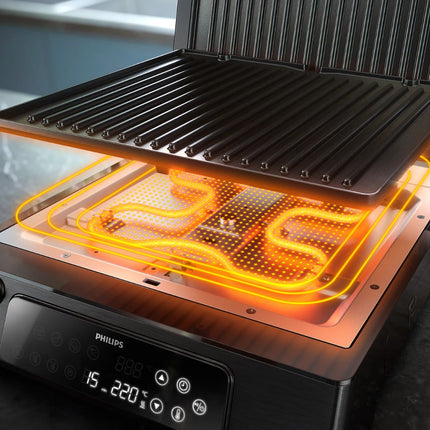PHILIPS Τοστιέρα Γκριλιέρα 2200W με Ψηφιακό Έλεγχο & Αποσπώμενες Πλάκες 180° HD6307/70
