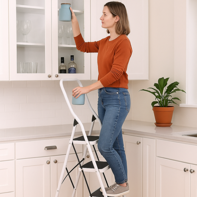 KAOKEY Σκάλα Βαρέως Τύπου 5 Σκαλιών έως 150kg Μαύρο/Ασημί