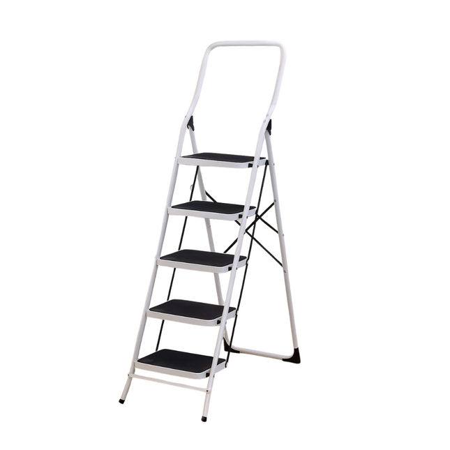 KAOKEY Σκάλα Βαρέως Τύπου 5 Σκαλιών έως 150kg Μαύρο/Ασημί