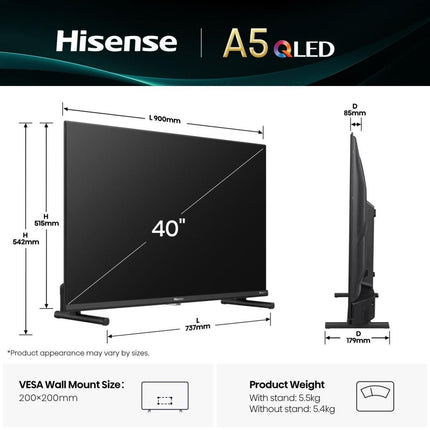 Hisense Τηλεόραση 40” Smart QLED Full HD με Dolby Atmos & VIDAA 40A5Q