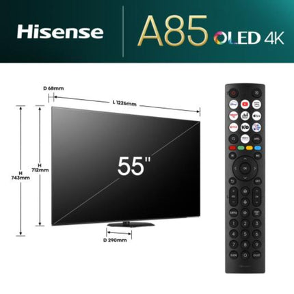 Hisense Τηλεόραση 55” Smart OLED 4K με Dolby Vision IQ, Dolby Atmos & Game Mode PRO 55A85N