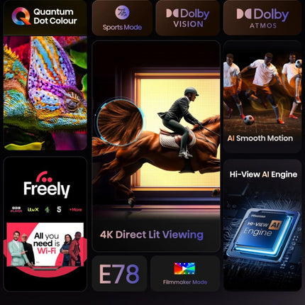 Hisense Τηλεόραση 55” Smart QLED 4K με Dolby Vision, Dolby Atmos & Game Mode Plus 55E7Q