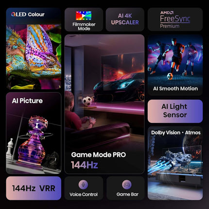 Hisense Τηλεόραση 55” Smart QLED 4K με Dolby Vision, Dolby Atmos & 144Hz Game Mode PRO 55E7Q