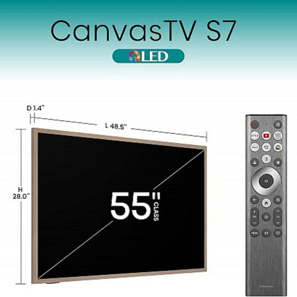 Hisense Τηλεόραση 55” Smart QLED 4K Canvas TV με Art Mode, Dolby Vision IQ & 144Hz Game Mode PRO 55S7N
