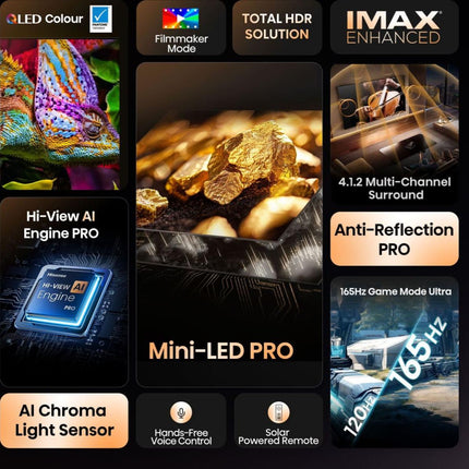 Hisense Τηλεόραση 65” Smart QLED Mini LED 4K με Dolby Vision IQ, Dolby Atmos & Game Mode Ultra 65U8Q