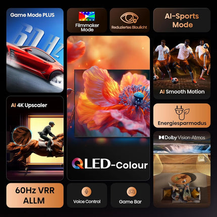 Hisense Τηλεόραση 75” Smart QLED 4K με Dolby Vision, Dolby Atmos & Game Mode Plus 75E7Q
