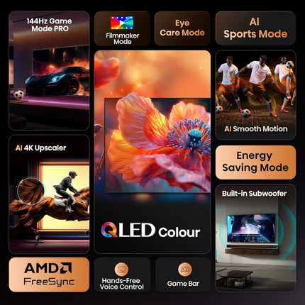 Hisense Τηλεόραση 98” Smart QLED 4K με Dolby Vision, Dolby Atmos & 144Hz Game Mode PRO 98E7Q