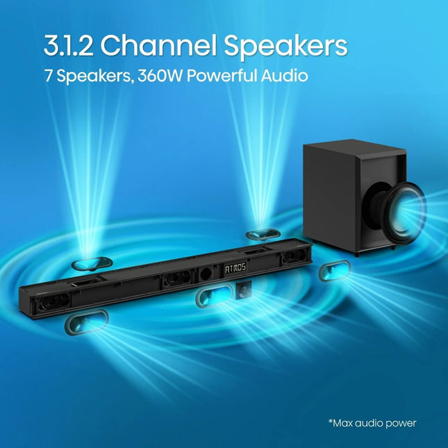 Hisense Soundbar 3.1.2 Καναλιών 360W με Dolby Atmos, Ασύρματο Subwoofer & DTS:X AX3120G