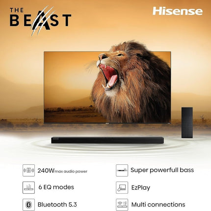 Hisense Ηχοσύστημα Soundbar HS2100 2.1 CH 240W BT/USB/Optical Hisense Ηχοσύστημα
