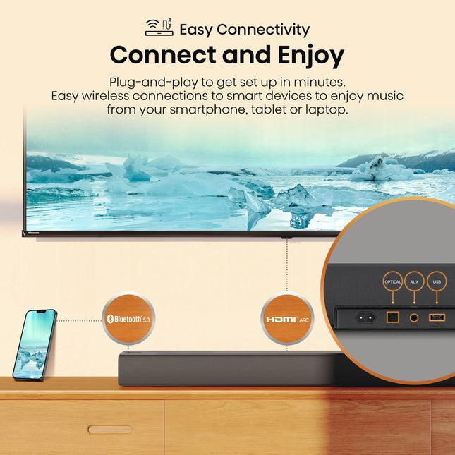 Hisense Soundbar 3.1 Καναλιών με Ασύρματο Subwoofer, Dolby Audio & DTS Virtual:X HS3100