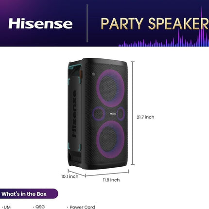 Hisense Party Rocker One Plus Φορητό Ηχείο Karaoke 300W με 2 Ασύρματα Μικρόφωνα και Φωτιστικά Εφέ